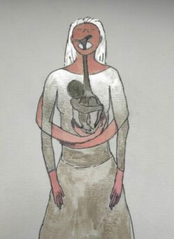 afbeelding 1 GHIA Saskia Ebus Wie is wat, wat is van wie, kind en moeder, het kleine kind in de volwassen vrouw, het is met elkaar verweven. Illustratie door Saskia Ebus.